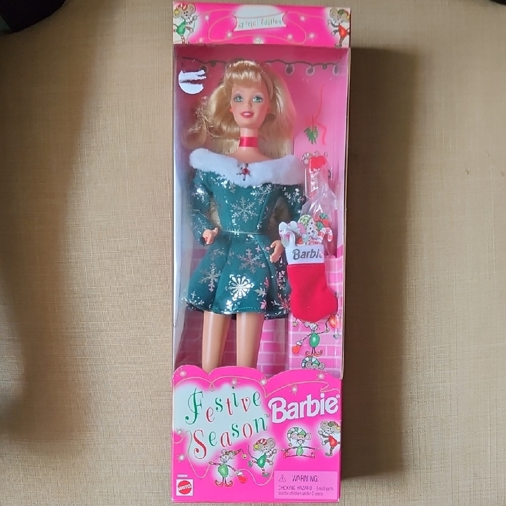 1997 Festive Season Barbie Doll - Green Dress